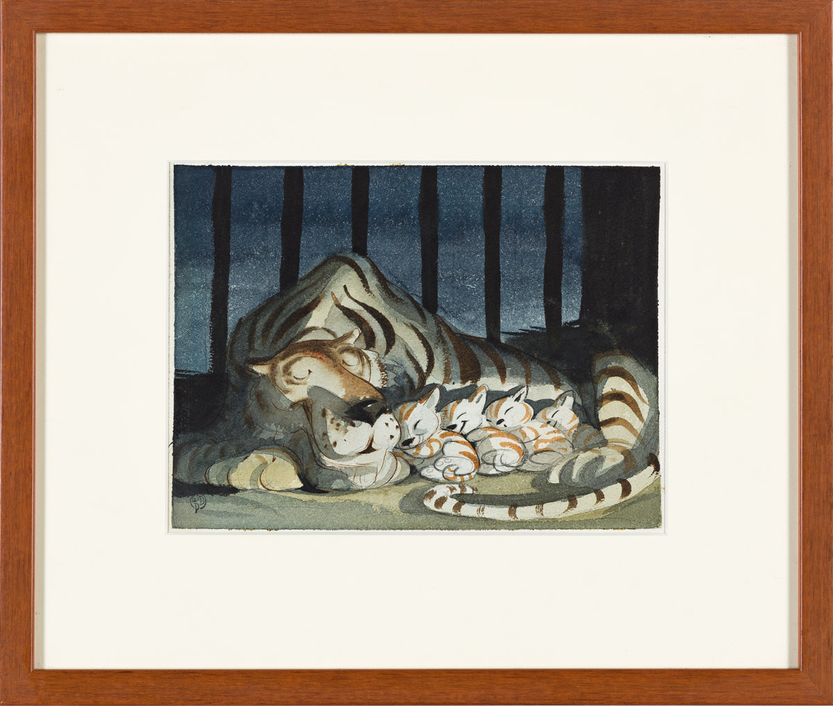 (WALT DISNEY STUDIOS.) DUMBO Mother Tiger and Babies * Mother Tiger Asleep. [ANIMATION]